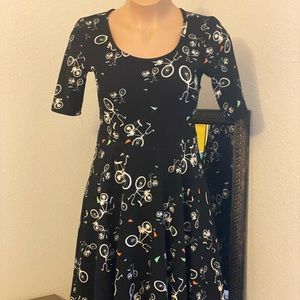 Black Bicycle Patterned Dress